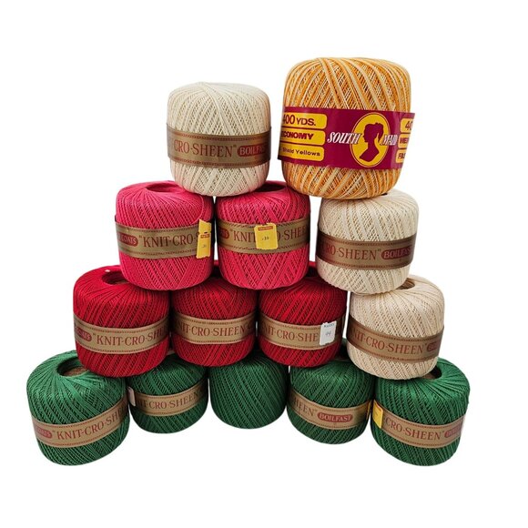 J P Coats Knit Cro Sheen 1 South Maid Crochet Thread Lot Of 14 Mercerized Cotton - Picture 1 of 10